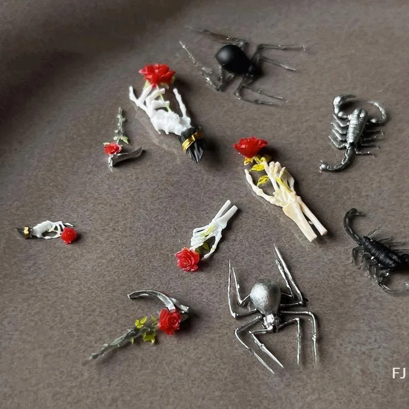 [YU]Rose Flower Skull Silicone Nail Art Molds DIY Skeleton Hand Transparent Nail Decoration Molds