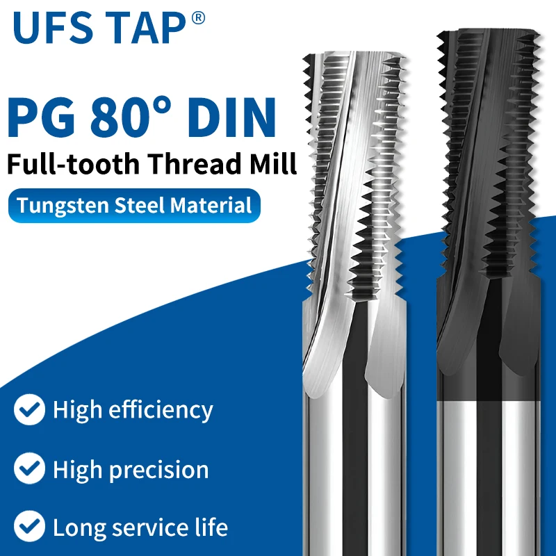 

UFS TAP CNC PG80 ° Фрезы для нарезания резьбы из карбида вольфрама с полным зубом PG 7 9 11 13.5 16 21 29 36 42 48