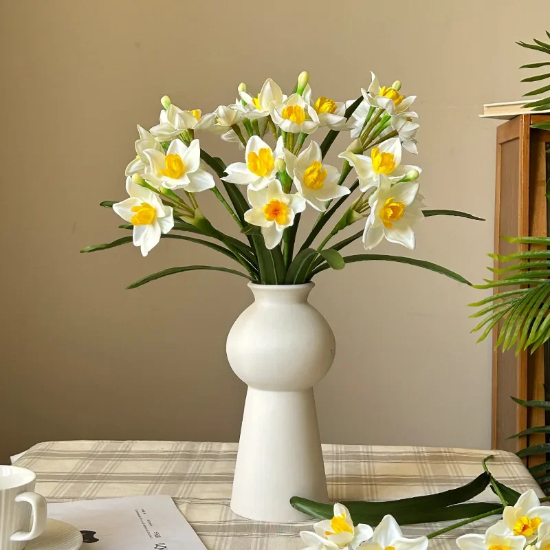 46CM Nordic Modern Living Room Decoration Single Narcissus Home Decoration Silk Flower Rural Style Small Fresh Narcissus Flower