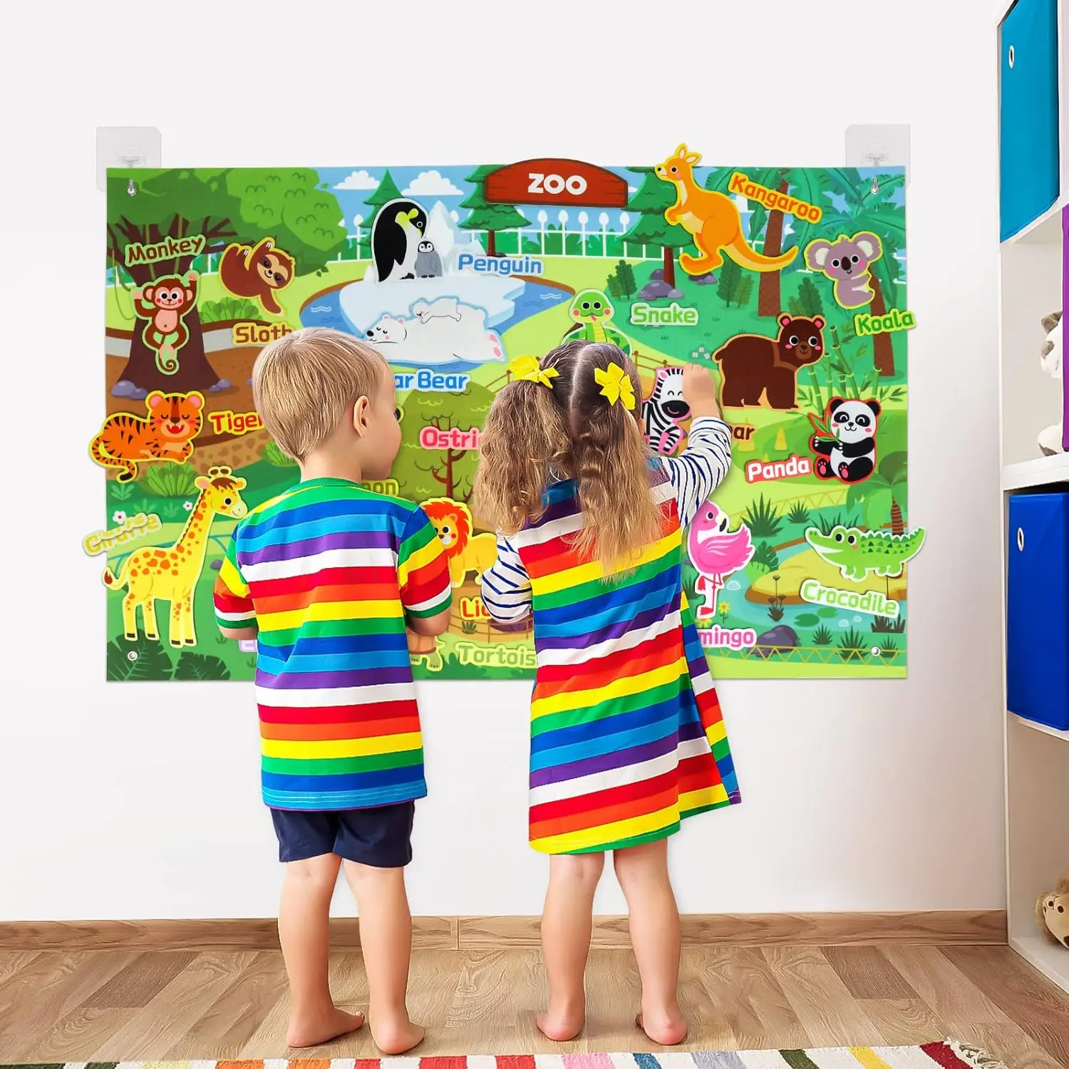 Zoom Tier Filz Geschichte Bord Montessori Frühen Lernen Spielzeug Themen Storytelling Flanell Spielzeug Interaktive Spiel Wand Hängen Geschenke – Detail 3
