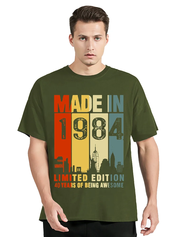 New Men Women Cotton Tops T-shirt 1984 Vintage Birthday Anniversary T Shirt Summer Oversized Cotton Tshirt Birthday Gift