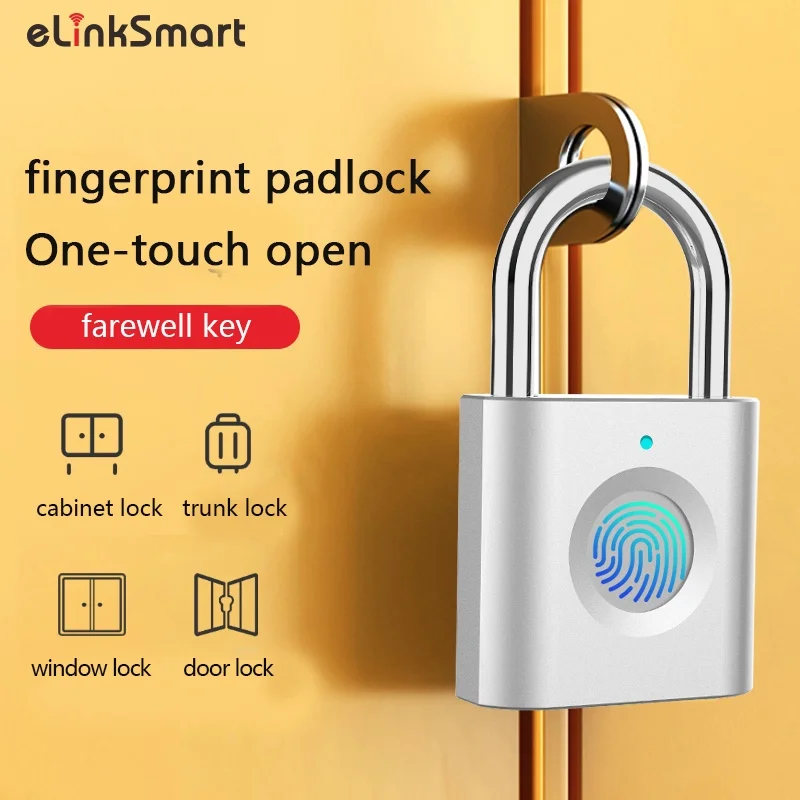 Elinksmart Mini Vingerafdruk Hangslot Smart Waterdichte Knop Kast Deurslot Garderobe Bagage Schooltas Gereedschapskist Gym Locker