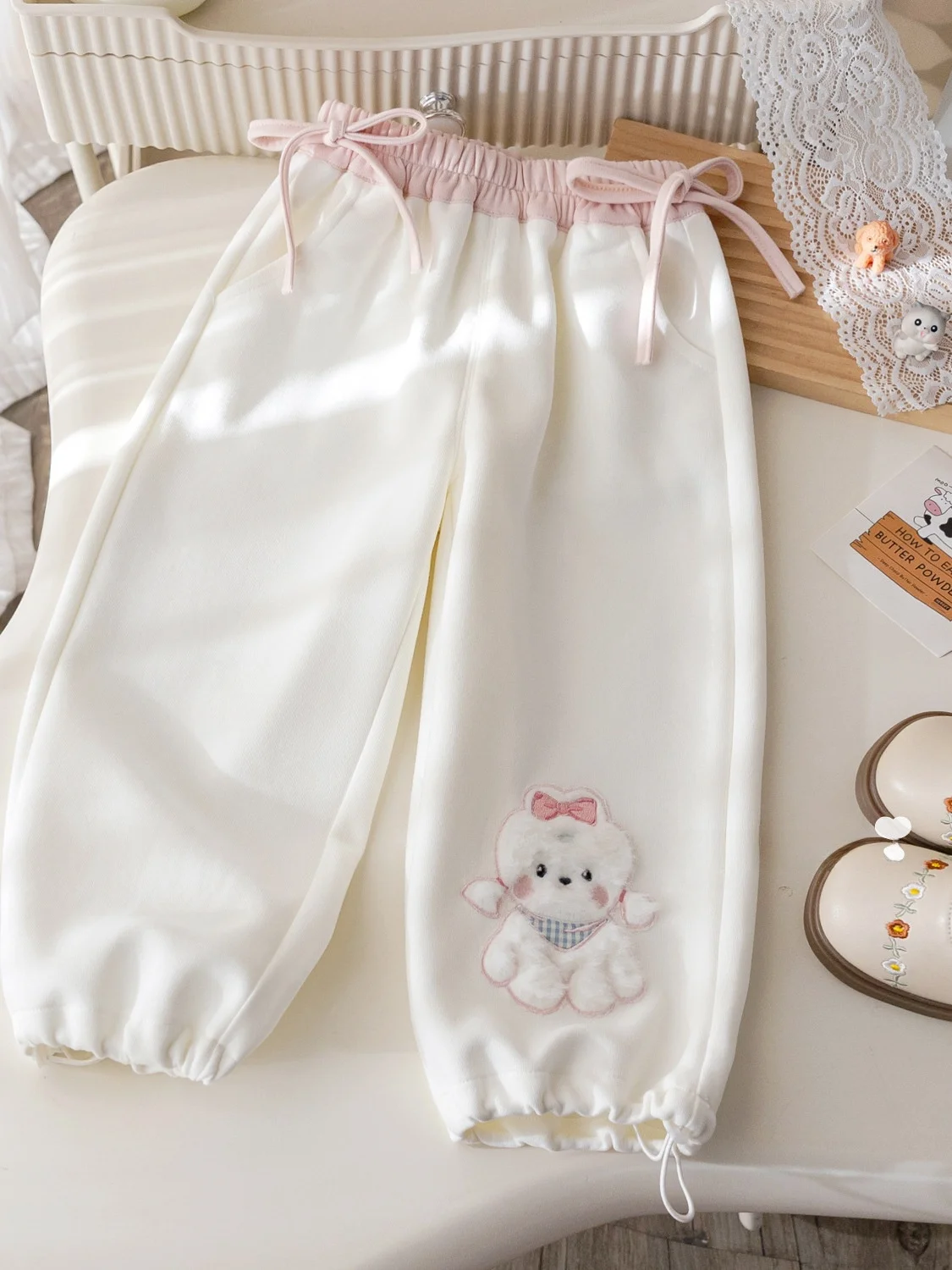 Dziewczęce spodnie sportowe na wiosnę i jesień, luźne, codzienne, z wiązaniem, kolorowe, proste nogawki, wysoki stan, długie spodnie dla dzieci.