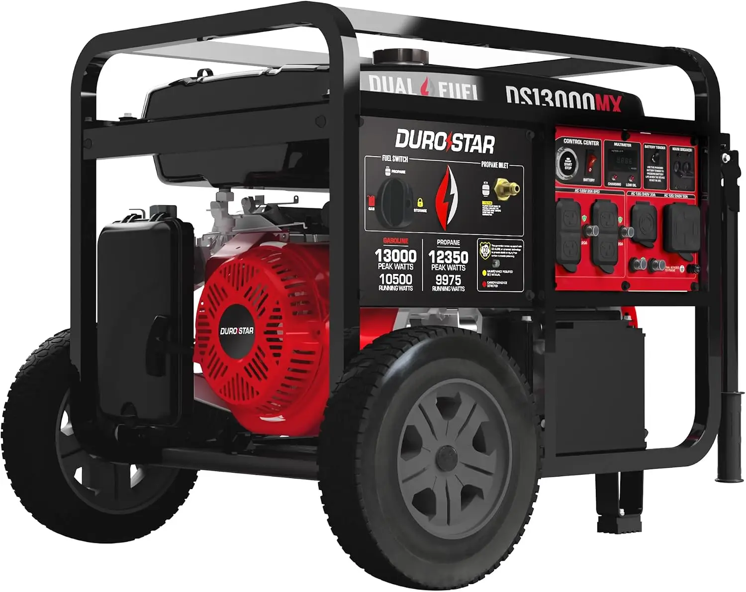 DS13000MX 13,000-Watt 500cc Dual Fuel Portable Generator - Gas and Propane, Remote Electric Start, Whole Home Power Backup,