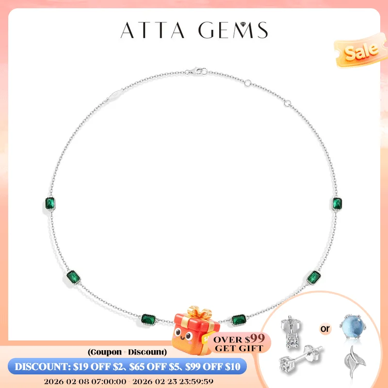

ATTAGEMS Elegant Laboratory Zambian Emerald Necklace For Women S925 Sterling Silver luxury Wedding Bride Jewelry Gifts Hot Sale