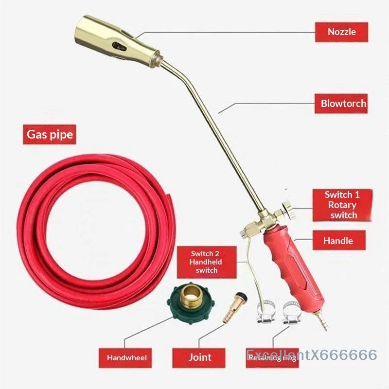 High Temperature LPG Flamethrower Single/Double Switch Liquefied Gas Torch Spitfire Gun for Welding Soldering BBQ Cooking view 4