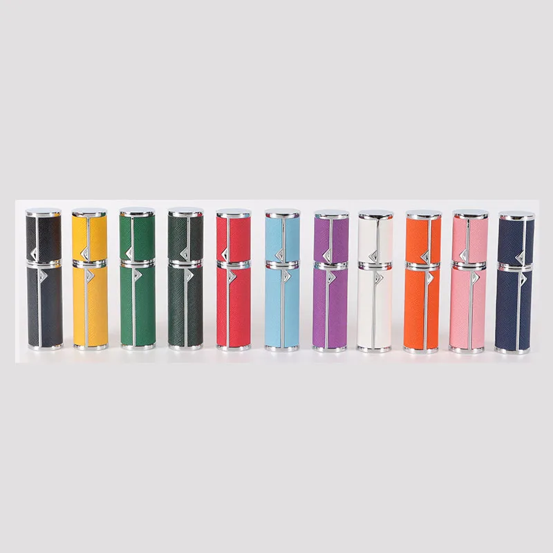 5ML Multicolor หนังน้ำหอมเติมขวดที่ว่างเปล่า Fine สเปรย์แบบละอองแบบพกพาหัวฉีด Atomizer Dispenser เครื่องสำอาง1Pc