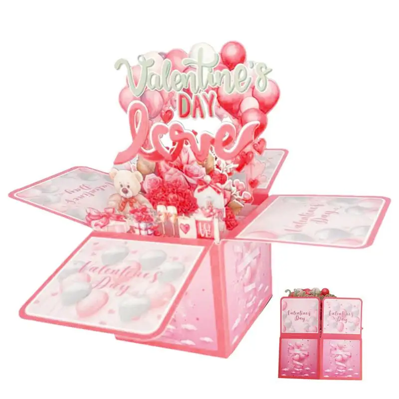 Pop Up Card Pop Up 3D Greeting Card For Valentines Romantic Couple Connection Cards Fun Valentine's Day Celebration Cards For