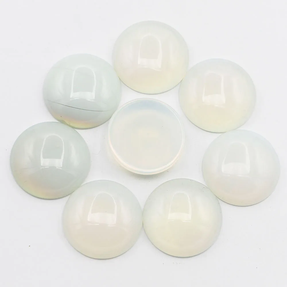 30MM New Natural Stone Opal Round CAB Cabochon Quartz No Drilled Hole Bead DIY Jewelry Making Bracelet Earring Accessories 10Pcs