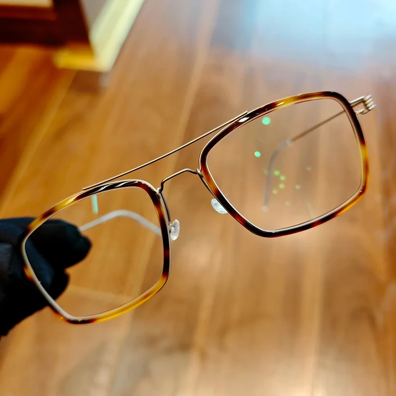 Denemarken Merk Retro Pilot Brilmontuur Mannen Vrouw Oscar Titanium Ultralight Dubbele Beam Brillen Vintage Vierkante Bril