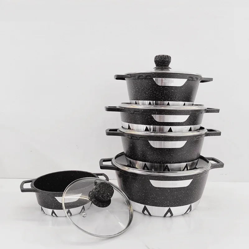 Non-stick die-cast aluminum cookware set Large kitchen pot and home cooking soup pot