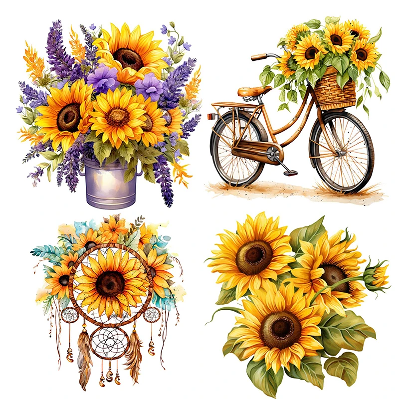 

Sunflowers Bouquet Wall Sticker Bathroom Toilet Decor Living Room Cabinet Refrigerator Home Decoration Waterproof Decals S941