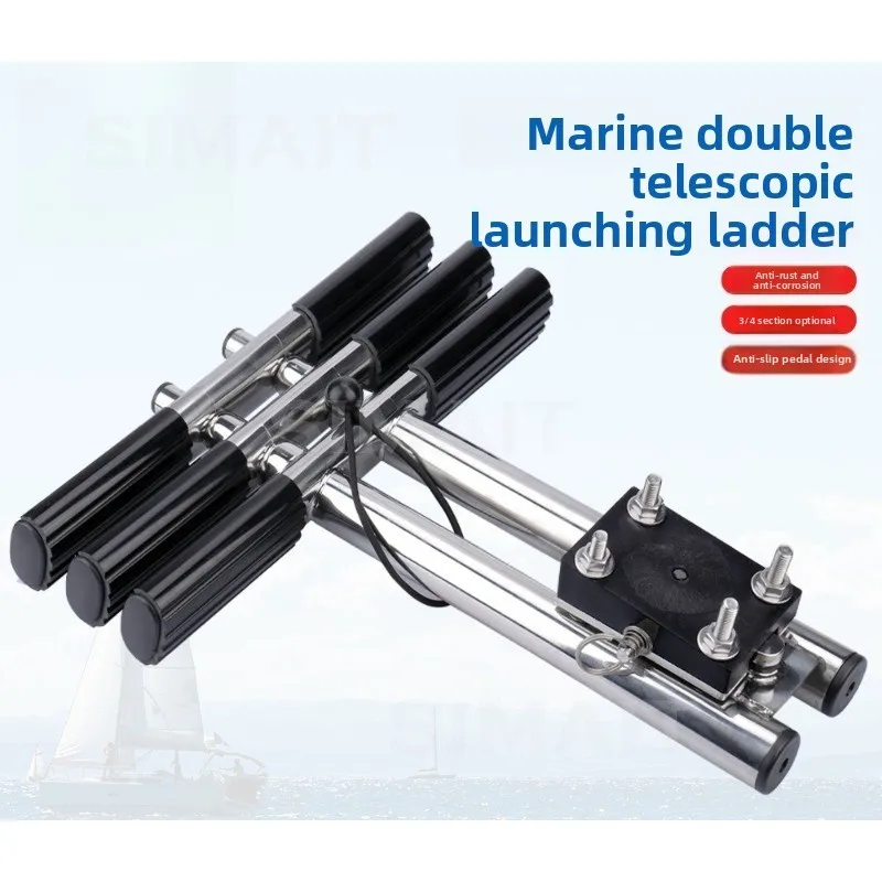 Stainless Steel Sewer Ladder, Yacht Speedboat Hidden Folding Telescopic Ladder, Deck Ladder Marine Hardware Accessories