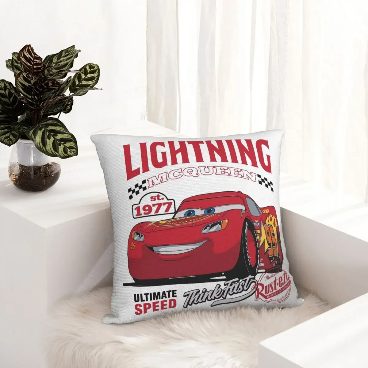 Retro Lightning McQueen Cars Pillowcase Double-sided Printing Cushion Cover Decorative Throw Pillow Case Cover Home Square 40X40