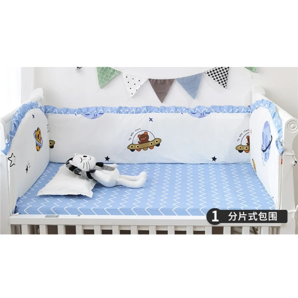 5PCS Baby Bedding Set For Newborns Cotton Crib Bed Linen Boys Girls Baby Room Decoration Cot Bumper includes( 4Bumpers+Sheet)