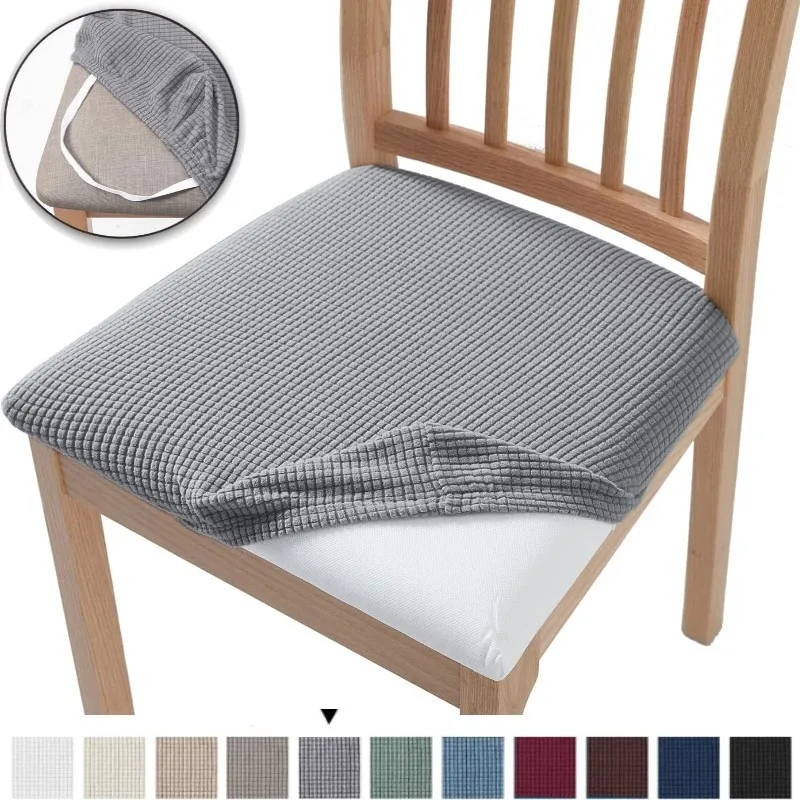 Stretch Jacquard Chair Seat Covers Chairs Removable Washable Upholstered Dining Room Seats Protector Cushion Slipcovers