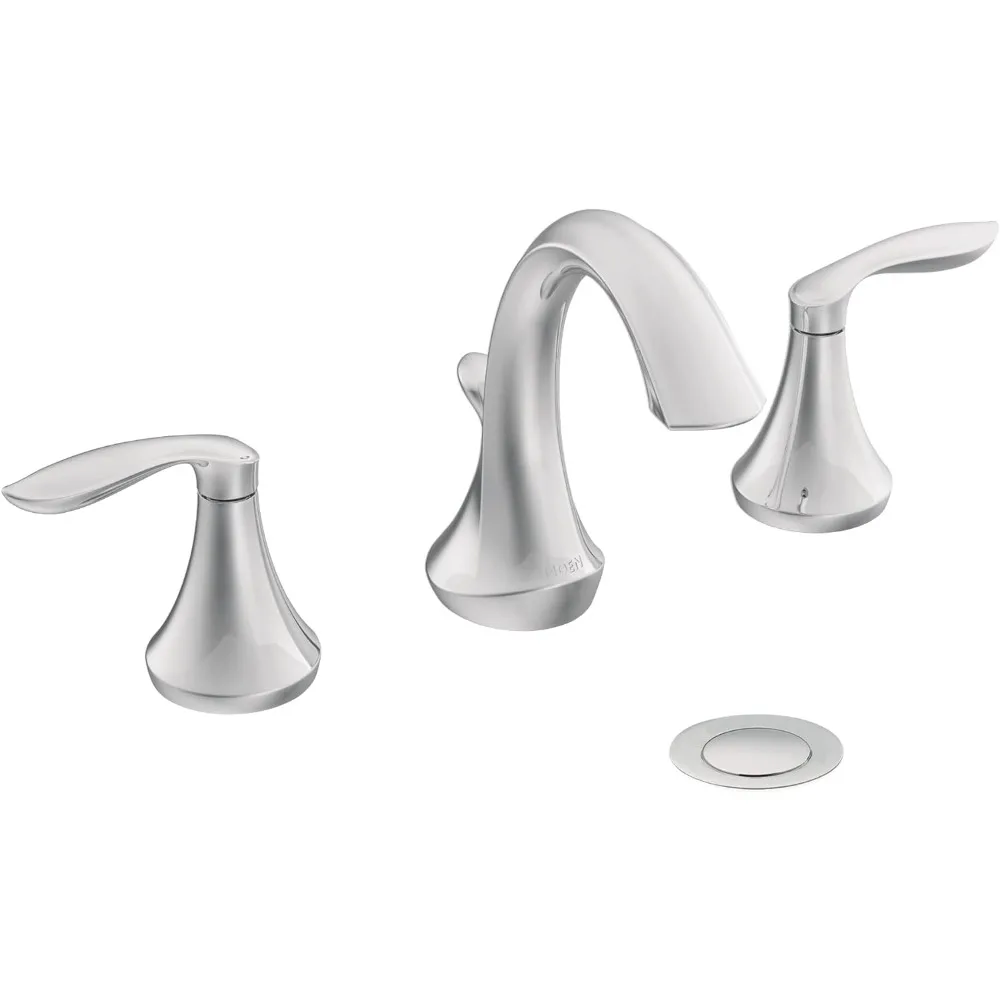 

Chrome Transitional Two-Handle High-Arc Widespread Bathroom Faucet With Drain Assembly Kitchen Faucets Valve Required Wash Hands