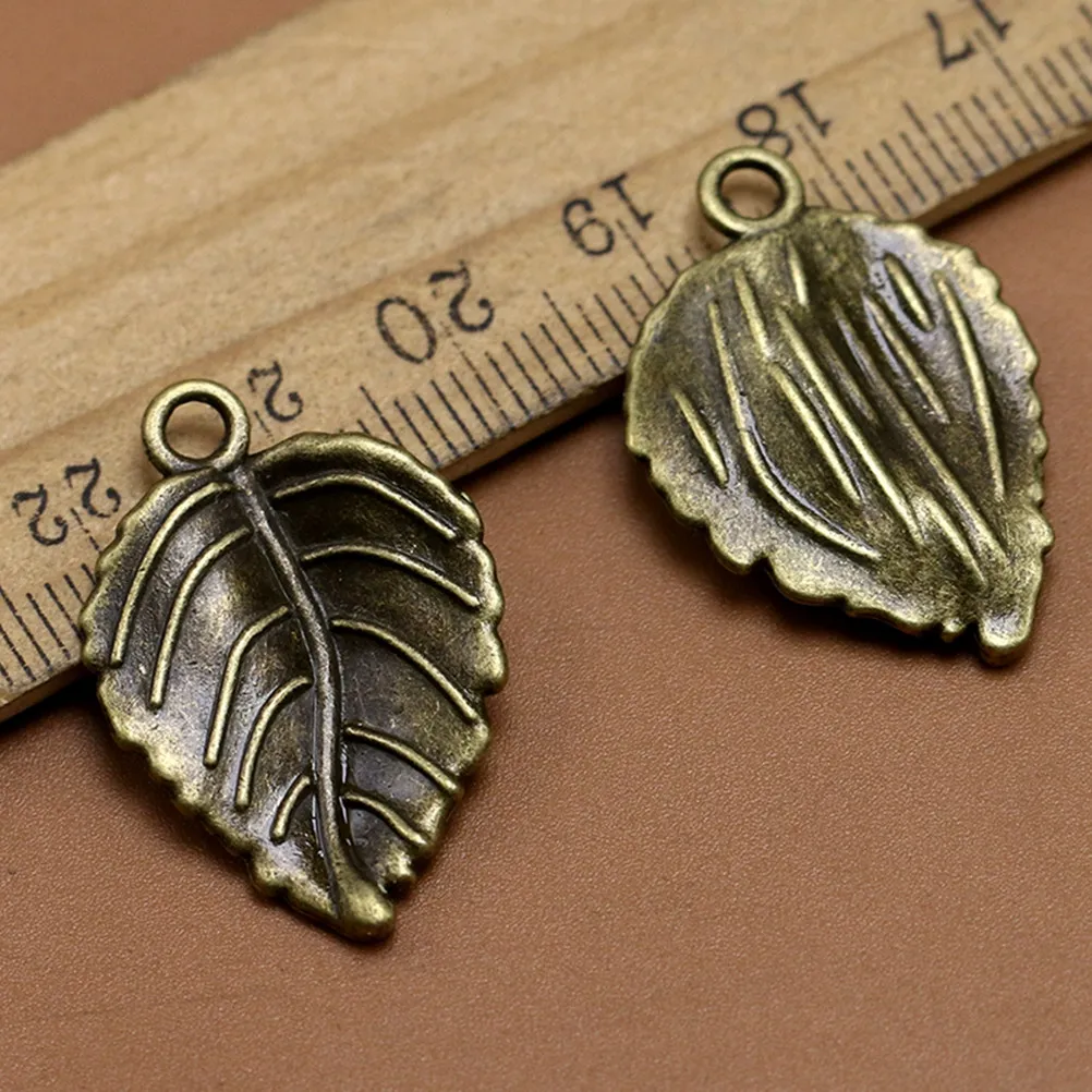 20Pcs Fine Workmanship Leaf Design Alloy Charms Ideal for DIY Necklace Bracelet Keyring Anklet Scrapbooking Cosplay Costume