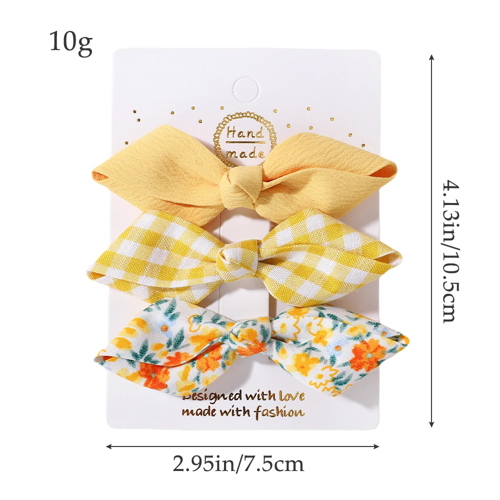 3 Teile/satz Nette Bögen Baby Mädchen Haarnadel Set Floral Plaid Pony Haar Clip Koreanische Haar Zubehör Süße Kinder Kopfschmuck 3 Teile/los – Detail 1