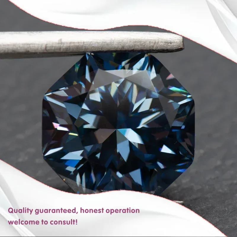 

J-Муассанит, натуральный королевский синий цвет, восьмиугольник, 8 стрел, огранка, сделай сам, усовершенствованные ювелирные изделия, кольца, изготовление сережек с сертификатом