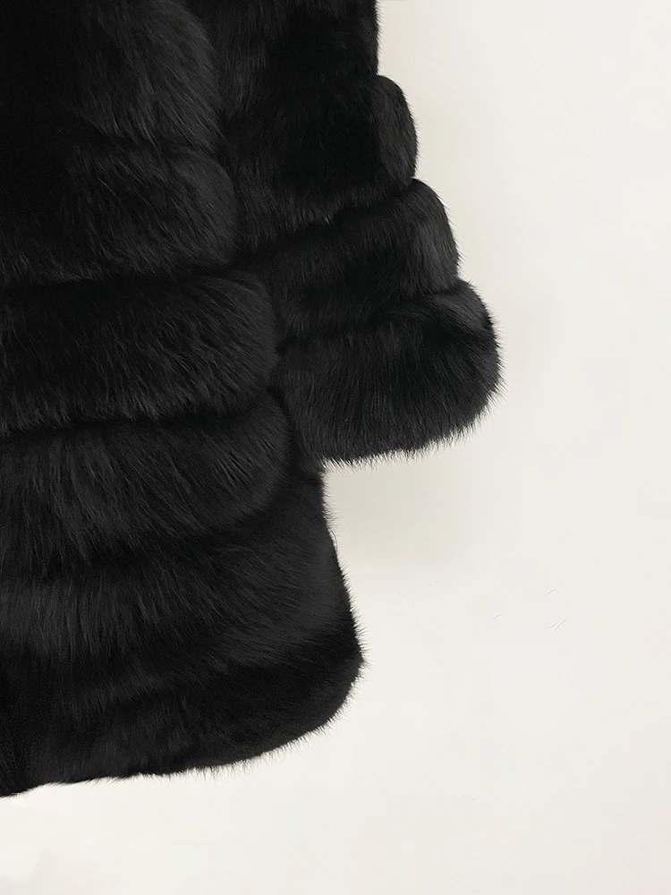 2025 nuove donne autunno inverno giacca di pelliccia nera allentata lunghezza regolabile cappotto di pelliccia di coniglio naturale moda abiti lunghi femminili