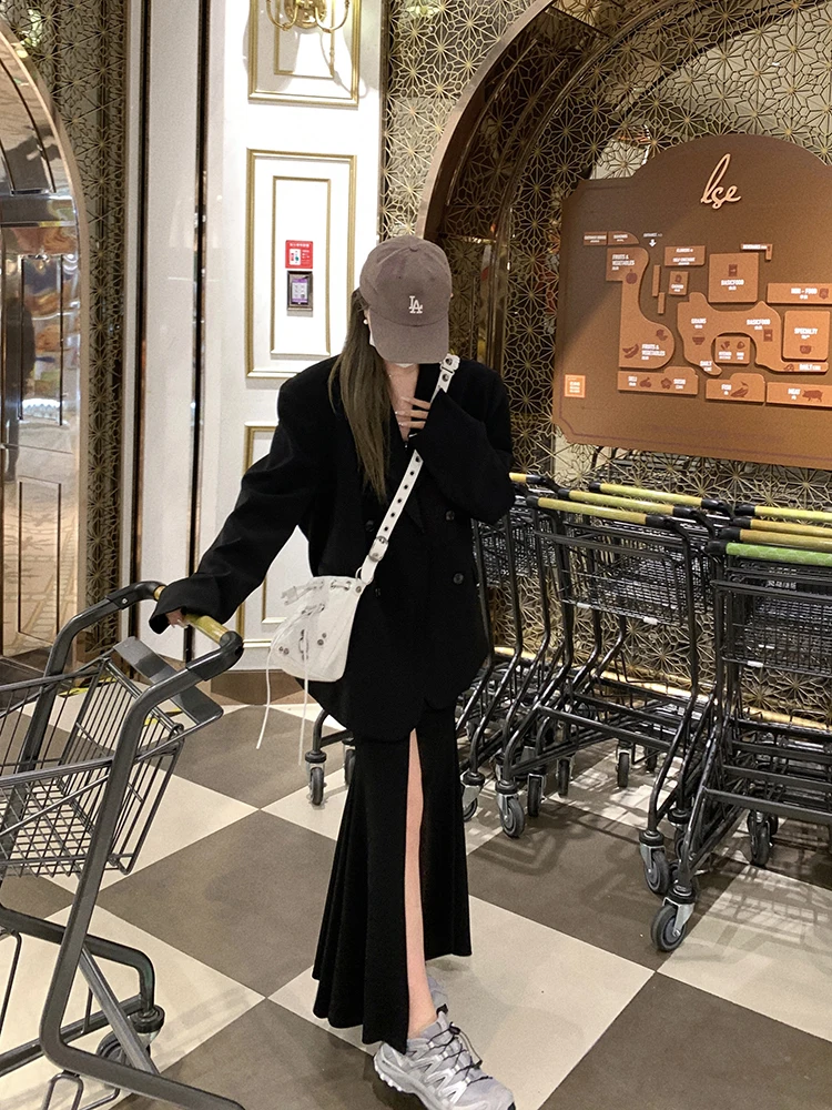 

Comfortable Bla Asymmetrical High Waist Skirt 77 Treasure Model Spring Summer New Sle Women's Commute Pure Color Long Skirt