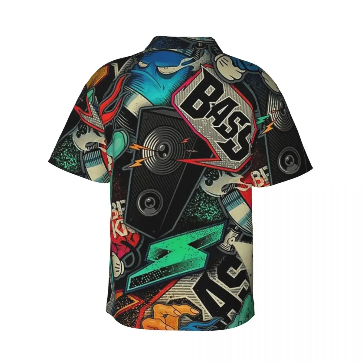Urban Pattern Hip Hop Graffiti Street Art Men's Shirts Hawaiian Short Sleeve Shirt Funny Button Tops for Summer Beach