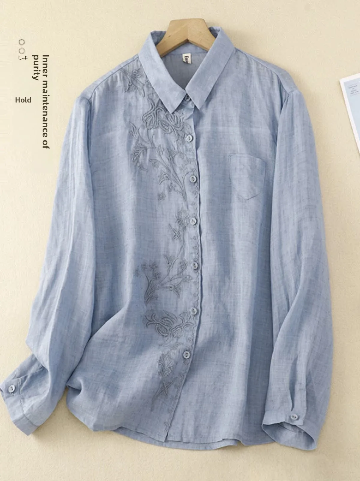 

n Sle Loose Fit Embroidered Cotton Linen irt Faionable Casual Top Women's plus Size Inner Wear Commute Sle