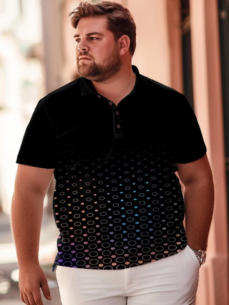 ZOOY (L-9XL) Men\'s Plus Size Chest 202cm Color Block Polo Dot Print Simple Casual Daily Short Sleeve Polo Shirt Top