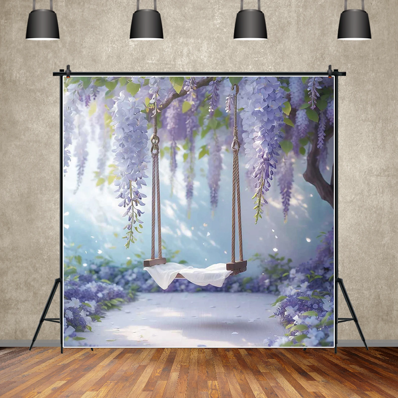 MOON.QG Newborn Baby 1St Birthday Decoration Backdrop Photography Swing Feather Flower Photo Background Party Supplies Portrait