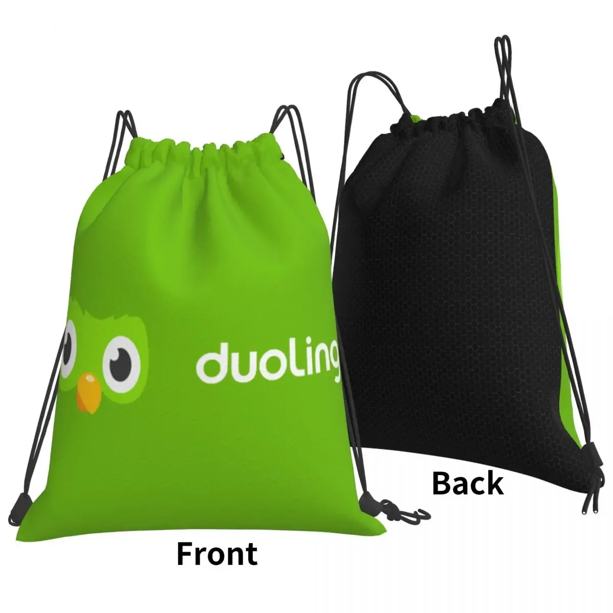 Duolingo Coruja Duo 1 Mochilas Portáteis, Sacos De Cordão, Pacote De Bolso, Bolsa De Esportes, Bookbag para Homem e Mulher, Moda Escolar