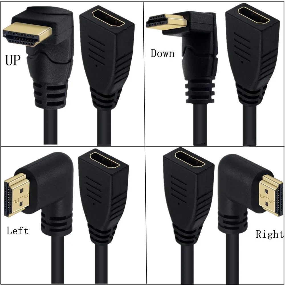 HDMI-compatible Male To Female 90 Degree 2.0v Extension Cable 4K  2K 60HZ, Used for HD TV LCD Notebook PS3 Projector