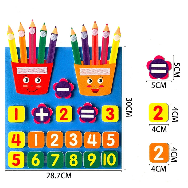 Dzieci zabawki Montessori zajęta tablica wczesna edukacja zabawka numer palca nauka liczenia matematyki filcowe dodawanie desek odejmowanie