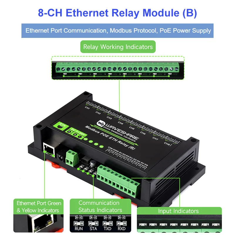 waveshare-8-ch-ethernet-relay-module-b-with-digital-inputmodbus-rtu-tcppoe-portvarious-isolation-and-protection-circuits