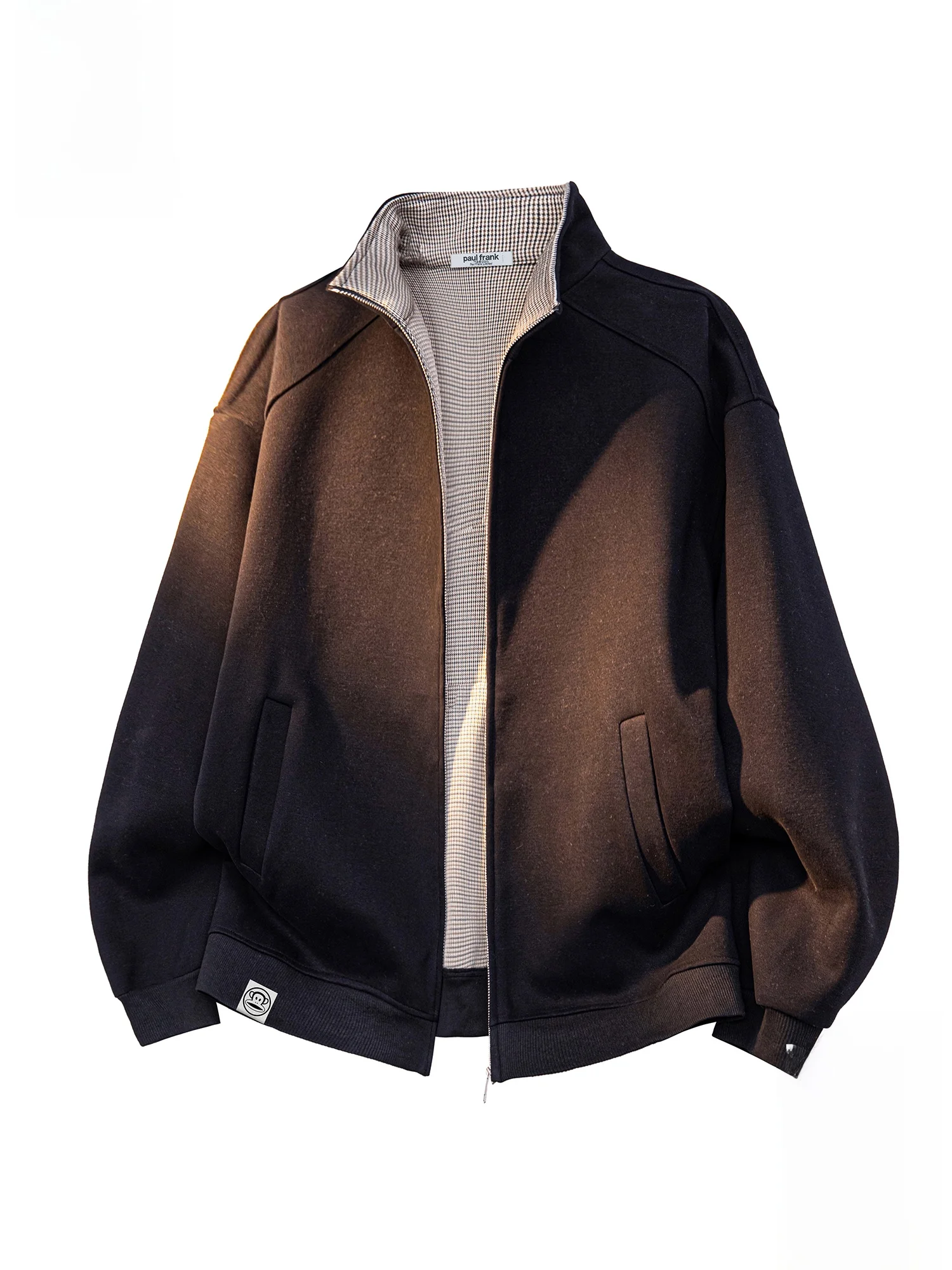 

Мужская толстовка-кардиган Paul Frank Monkey свободного кроя, весенняя повседневная верхняя одежда, лоскутный дизайн, воротник-стойка, удобный хлопковый смесовый материал