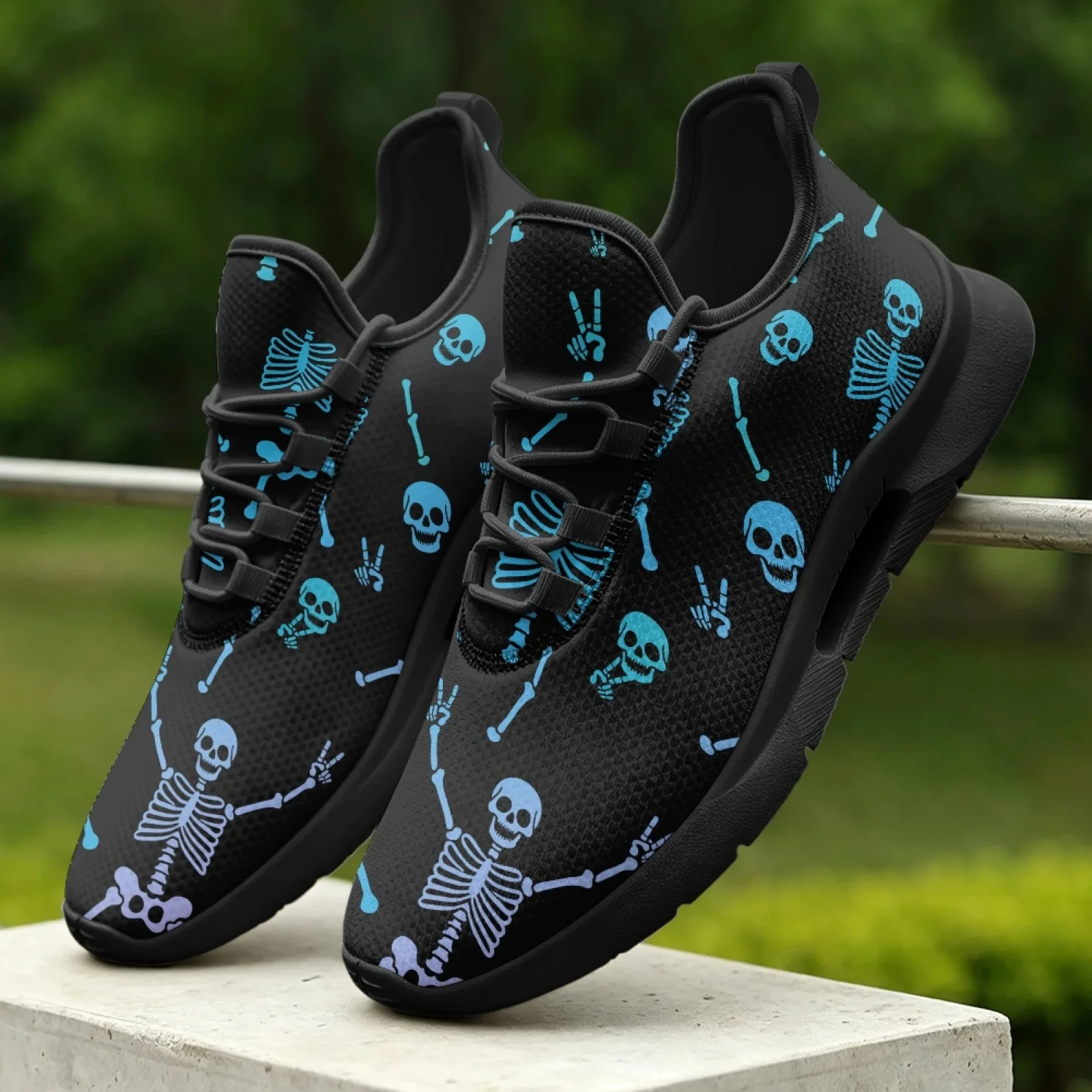 PENSTROLL Skeleton Pattern Comfortable Breathable Everyday Trainers Mens Tennis Shoes for Unisex Business Leisure