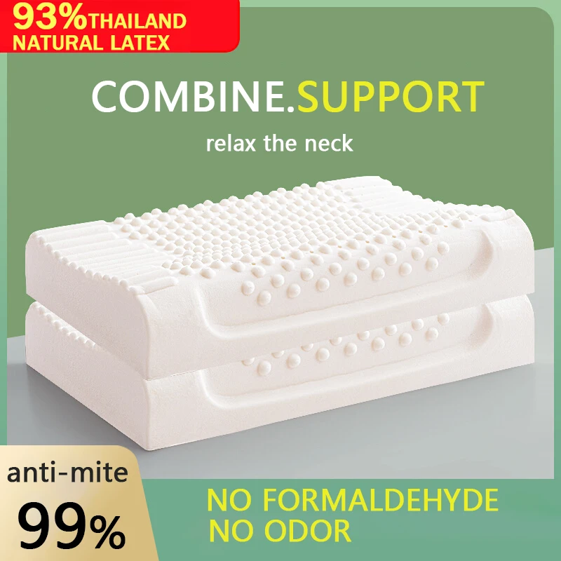 Latex Pillow for Protecting the Cervical Vertebra and Promoting Sleep - Authentic Thai Natural Rubber and Silicone Pair for Adul