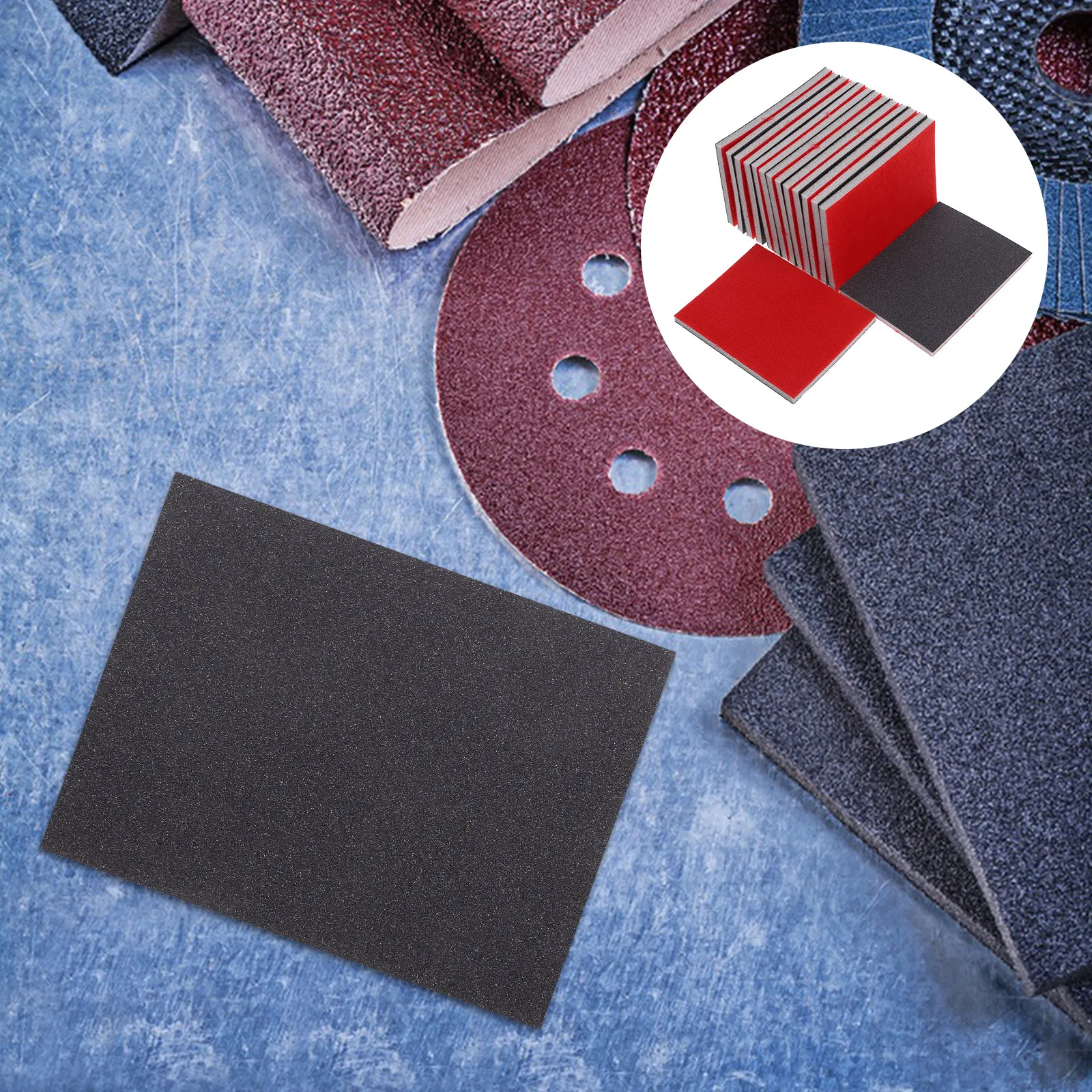 15 Pcs Flocking Sandpaper Sponge Medium Grit Flexible Plasterboard Multi Purpose Wet Dry Reusable Sanding Block Car Beauty Metal