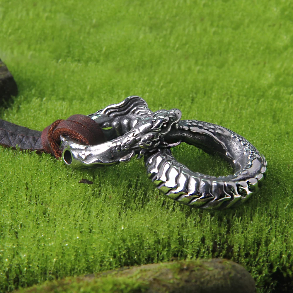 Never Fade Ouroboros Norse Vintage Dragon Necklace Pendant Gothic Accessories Amulet Viking Runes Jewelry Neclaces For Women Men - view 2