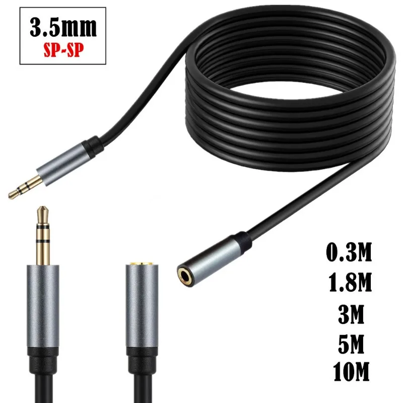 

Metal Shell 3.5mm 3 Sections Male and Female Copper Core Gold-plated Connector Headset Computer Speaker Audio Extension Cable
