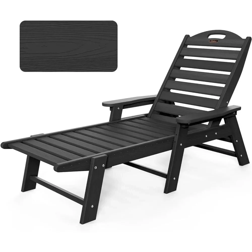 

Fishing Chair Folding Black Adjustable 5-Position Chaise Lounge Outdoor 1-person Sofa Patio Lounge Chair for Poolside Backyard