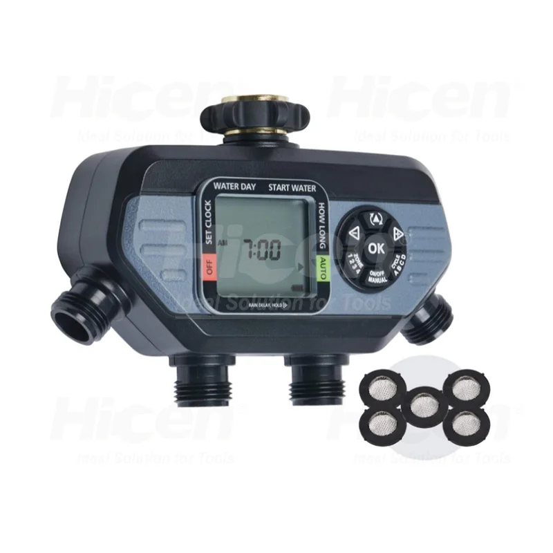 4-Zone Digital Water Timer with 5 Stainless Steel Filter Washers Set