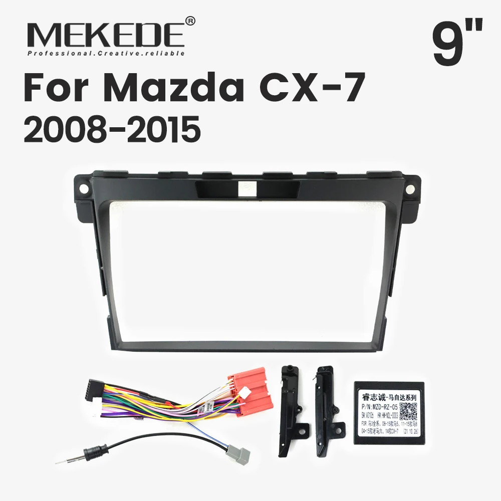 Car Radio Main Frame Bezel Kit 9inch Dashboard Single Frame Cable Canbus Panel Radio Bezel Complete For Mazda CX-7 2008-2015