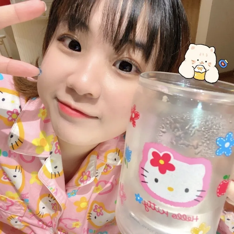 سانريو أنيمي الكرتون Kawaii مرحبا كيتي Ins كوب ماء ملصق الكمبيوتر باب زجاجي خزانة الثلاجة ملصقات الزخرفية