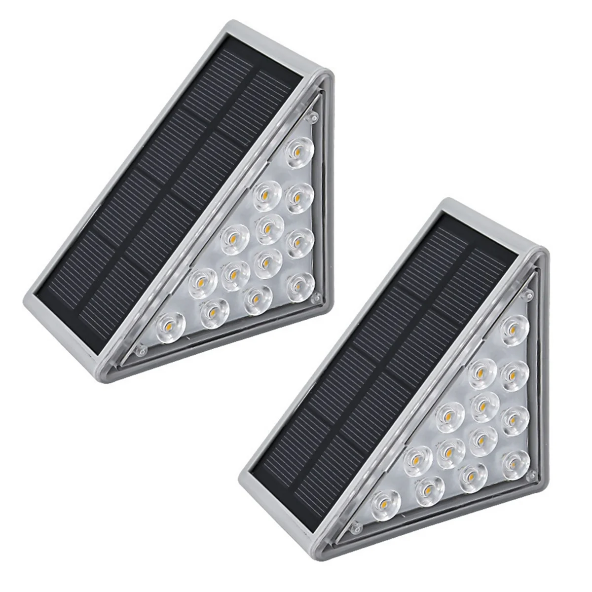 ABZV-2PCS Solar Stair Light Outdoor Home No Wiring Rainproof Gray Solar Step Light Ambience Light,Warm Light