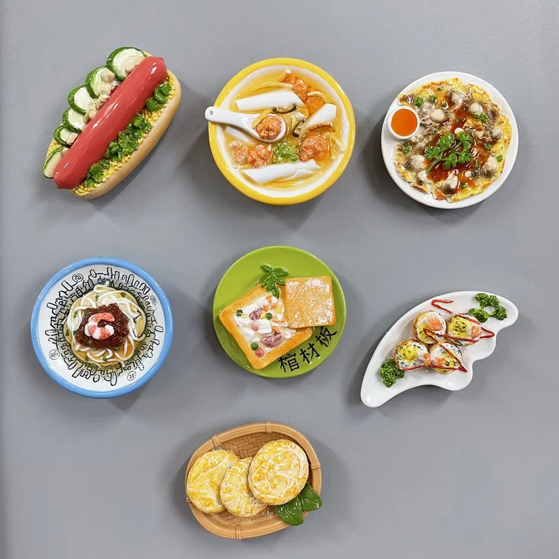 

Creative 3D Food Three-Dimensional Simple Resin Fridge Sticker Design DIY Kitchen Decoration Gift Magnet Photo Wall Souvenir