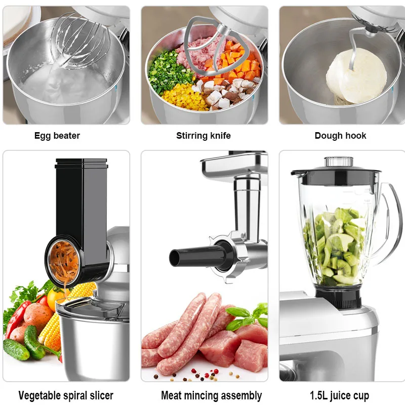 Ough Kneading Machine Flour Bread Mixers Ferment Machine Chef Machine Household Multi-Function Blender Juicer Kneader