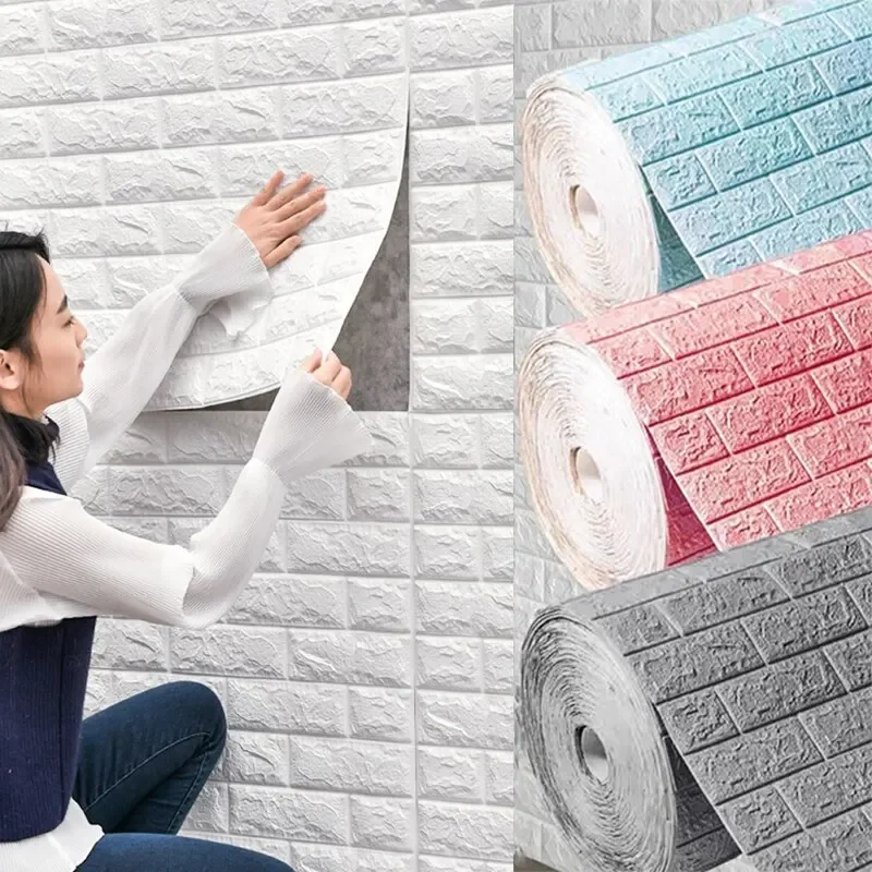 1-10pcs 77cm*70cm 3DWall Sticker Solid Color Faux Brick Bedroom Home Decor Waterproof Self Adhesive DIY Living Room Wallpaper