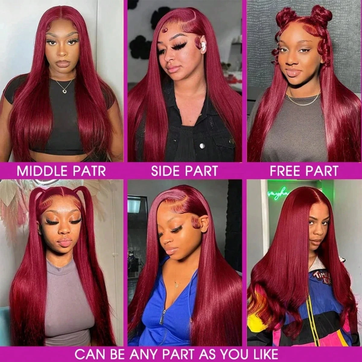 34 Inch 99J Burgundy Lace Front Wigs Human Hair 250%Density Glueless Pre Plucked 13x4 HD Transparent Burgundy Wig Human Hair