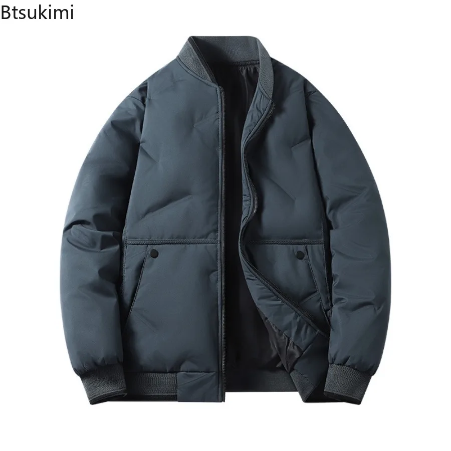 2025 New Men Parkas Winter Jacket Thicken Warm Coat Mens Stand Collar Solid Color Casual Loose Parka Couple's Fashion Streetwear